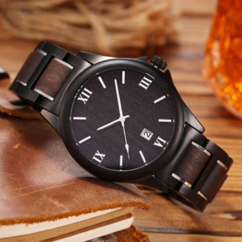 Montre-Noire-Homme-Bois-de-Santal