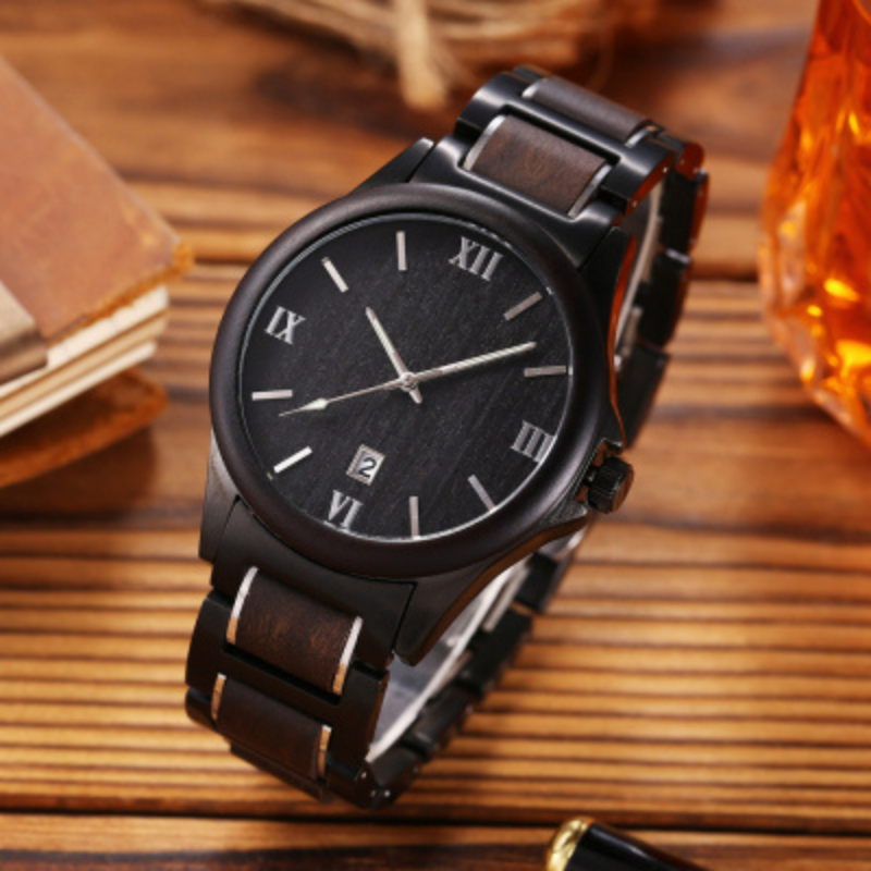 Montre-Noire-Homme-Bois-de-Santal
