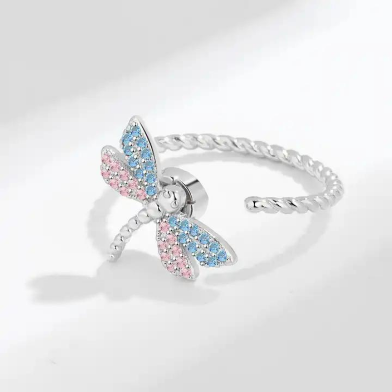 Bague-Anti-Stress-Femme-Papillon-en-Rotation