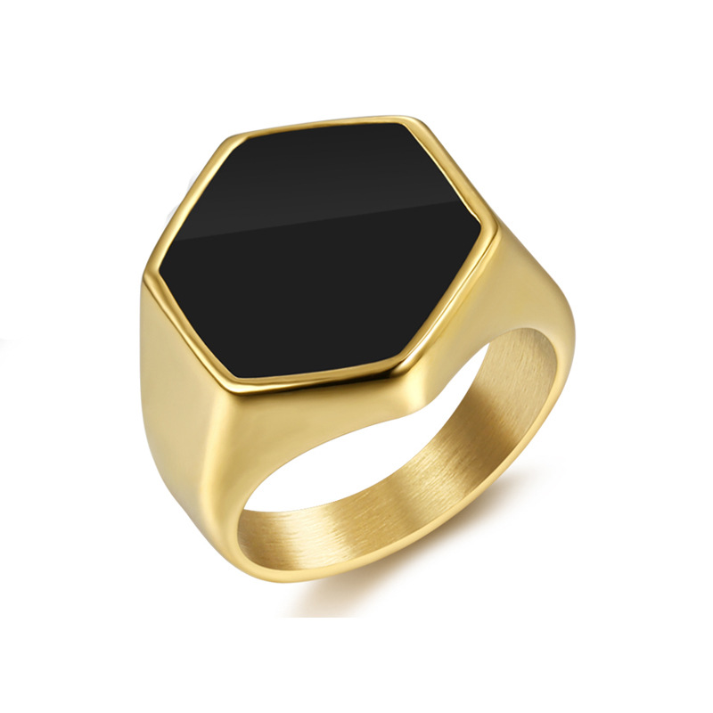 Bague-Homme-Acier-Inoxydable-Acier-Jaune