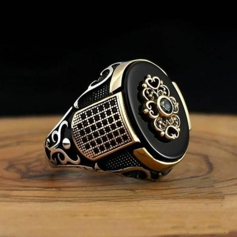 Bague-Homme-Noire-Accessoire-Elegant