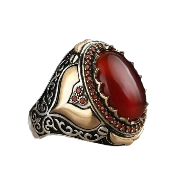 Bague-Homme-Rubis-Rouge-Luxueux