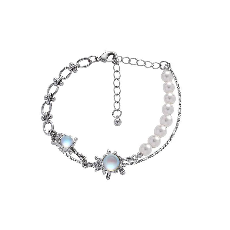 Bracelet-Argent-Femme-Perle-Metallique