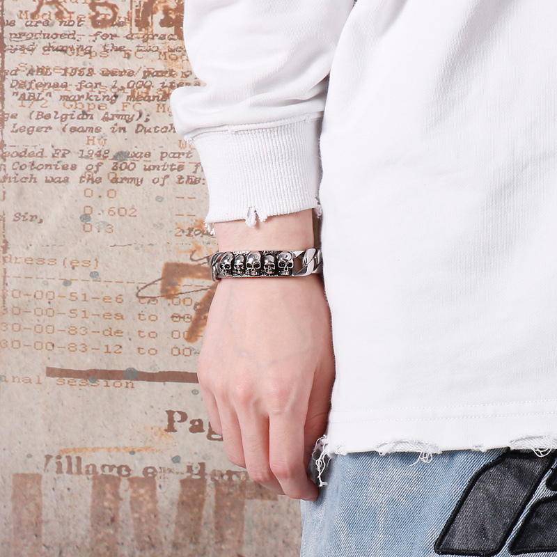 Bracelet-Homme-Argent-Crane