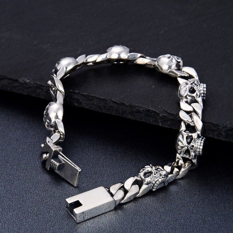 Bracelet-Homme-Argent-Tete-de-Mort